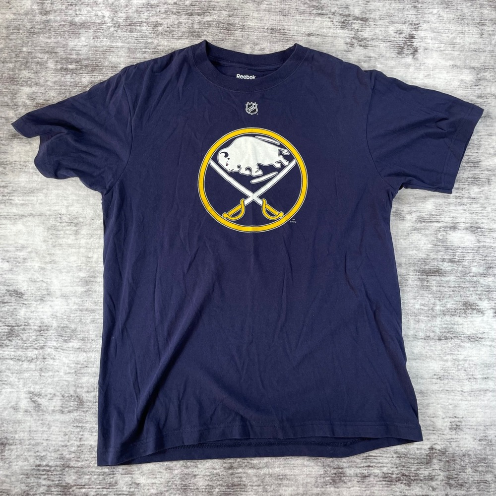 Reebok NHL Buffalo Sabres Ryan Miller 30 Navy Blue Graphic T-Shirt Mens Large